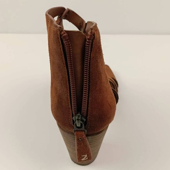 ZODIAC Women's‎ "Camila" Rust Suede Cut Out Open Toe Zip Booties Block Heel 8.5M - Picture 5 of 8